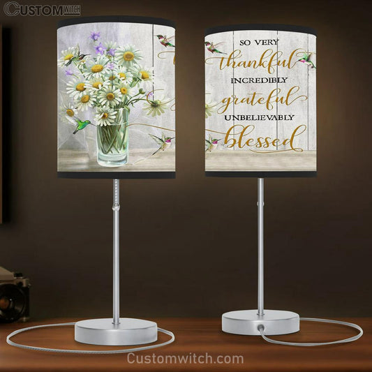 Very Thankful Incredibly Grateful Unbelievably Blessed Table Lamb Gift - Christian Bedroom Decor