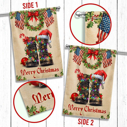 Veteran Christmas Flag Military Boots Flag, Christmas Garden Flag, Home Decor Accessories, Christmas Outdoor Decor Ideas