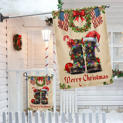 Veteran Christmas Flag Military Boots Flag, Christmas Garden Flag, Home Decor Accessories, Christmas Outdoor Decor Ideas