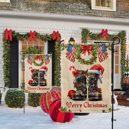 Veteran Christmas Flag Military Boots Flag, Christmas Garden Flag, Home Decor Accessories, Christmas Outdoor Decor Ideas