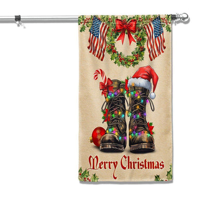 Veteran Christmas Flag Military Boots Flag, Christmas Garden Flag, Home Decor Accessories, Christmas Outdoor Decor Ideas