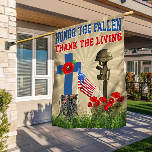 Veteran Day Honor The Fallen Thank The Living Flag, Outdoor House Flags, Christian Flag, Scripture Flag, Garden Banner