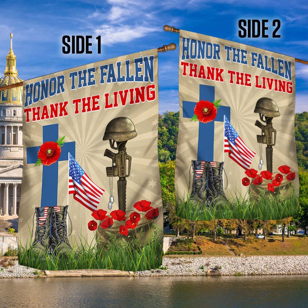 Veteran Day Honor The Fallen Thank The Living Flag, Outdoor House Flags, Christian Flag, Scripture Flag, Garden Banner