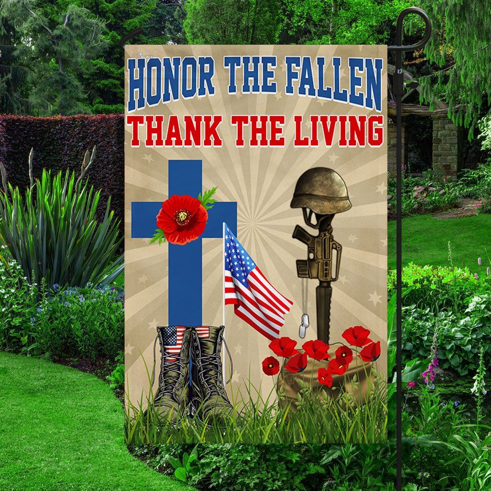 Veteran Day Honor The Fallen Thank The Living Flag, Outdoor House Flags, Christian Flag, Scripture Flag, Garden Banner