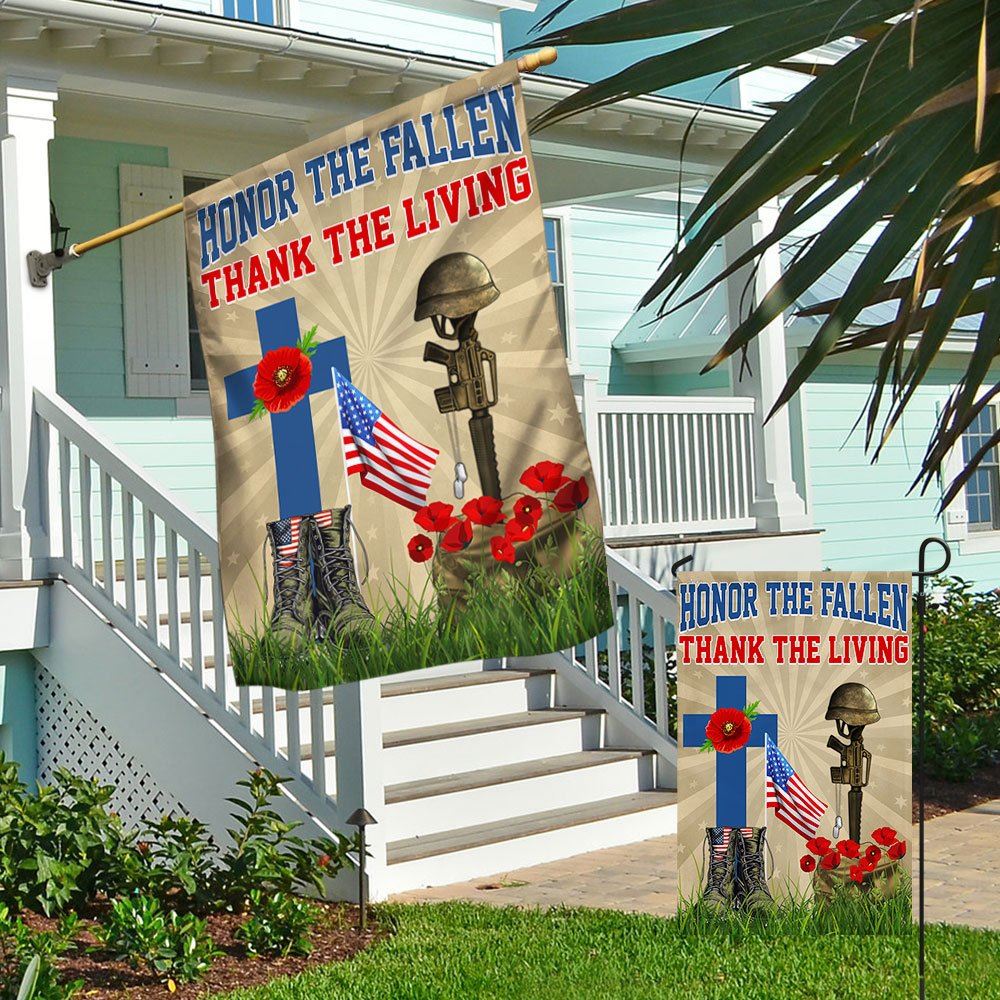 Veteran Day Honor The Fallen Thank The Living Flag, Outdoor House Flags, Christian Flag, Scripture Flag, Garden Banner