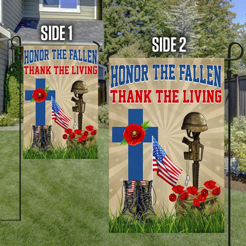 Veteran Day Honor The Fallen Thank The Living Flag, Outdoor House Flags, Christian Flag, Scripture Flag, Garden Banner