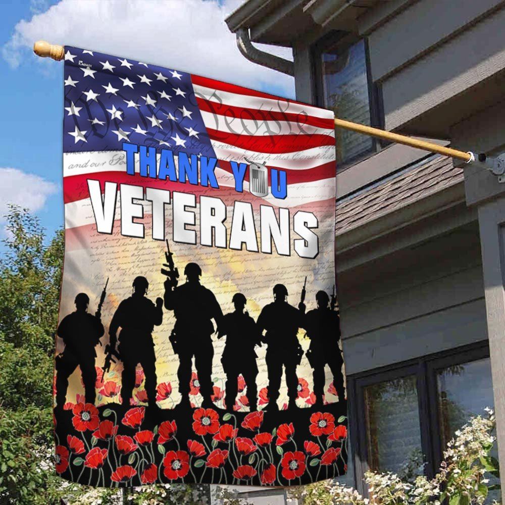 Veterans Day Thank You Veterans Flag, Outdoor House Flags, Christian Flag, Scripture Flag, Garden Banner