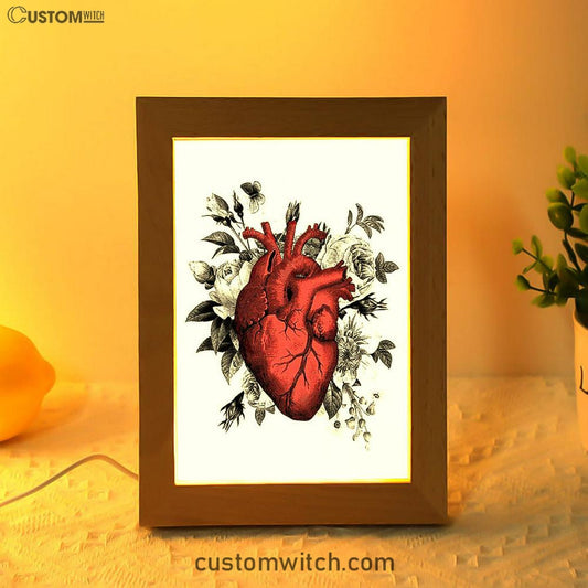 Vintage Floral Heart Frame Lamp Art - Gift For Steampunk Or Goth Fans