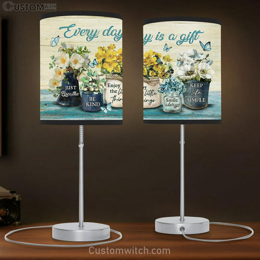 Vintage Flower Every Day Is A Gift Table Lamb Art - Bible Verse Lamb Gift - Christian Bedroom Decor