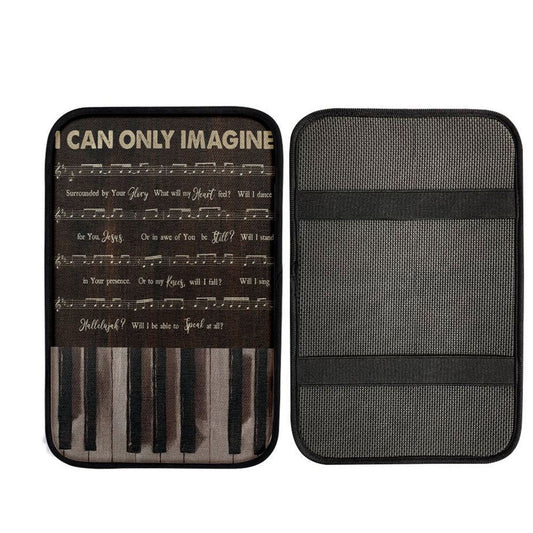 Vintage Piano Music Sheet I Can Only Imagine Car Center Console Cover, Car Armrest Pad, Christian Gift, Armrest Box Mat