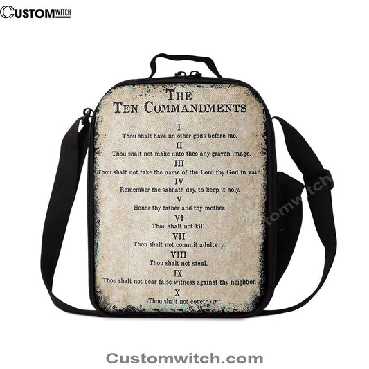 Vintage Ten Commandments Lunch Bag For Men And Women, Spiritual Christian Lunch Box For School, Work