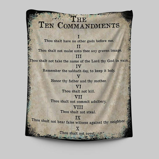 Vintage Ten Commandments Tapestry Wall Decor - Christian Tapestries Wall Art Decor