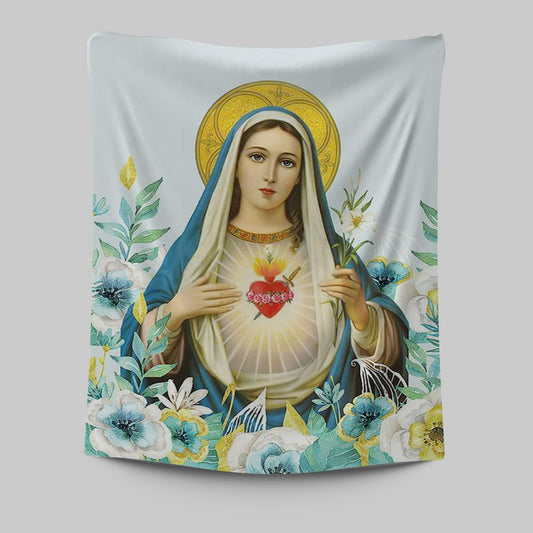Virgin Mary Picture - Mary Mother Of God Tapestry Wall Art - Christian Tapestries Wall Art Decor