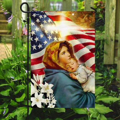 Virgin Mary and Jesus House Flags, Christian Flag, Scripture Flag, Garden Banner