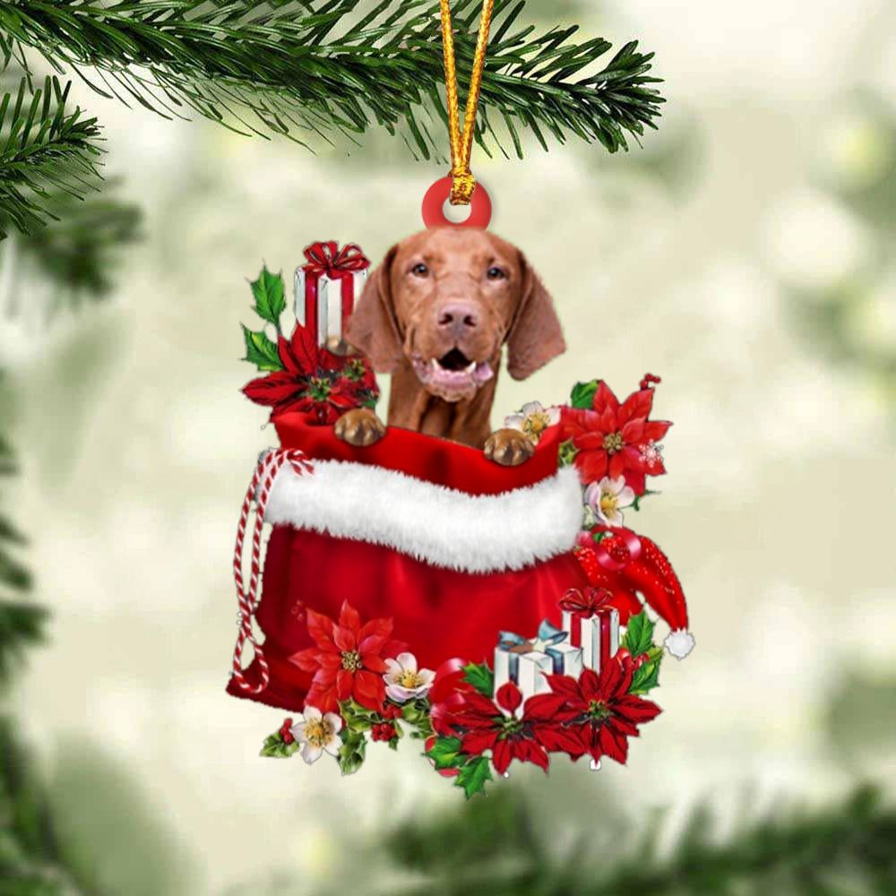 Vizsla In Gift Bag Christmas Ornament, Christmas Gift, Christmas Tree Decorations, Christmas Ornament 2023