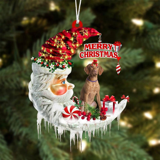 Vizsla On The Moon Merry Christmas Hanging Ornament, Christmas Gift, Christmas Tree Decorations, Christmas Ornament 2023