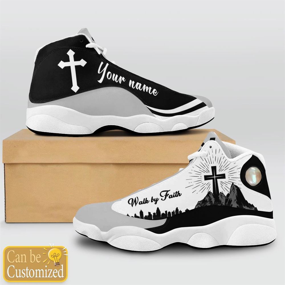 Walk By Faith Customized Jd13 Black White Shoes For The Devout Heart, Christian Basketball Shoes, Gifts For Christian, God Shoes