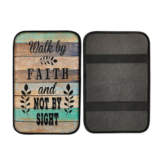 Walk By Faith Not By Sight Car Center Console Cover, Religious Car Interior Accessories