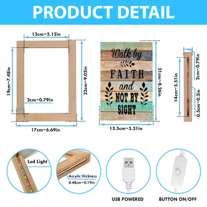 Walk By Faith Not By Sight Frame Lamp Art - Christian Night Light Decor