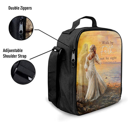 Walk By Faith Not By Sight Lunch Bag For Men And Women - Beautiful Girl Walking With Jesus Lunch Bag, Spiritual Christian Lunch Box For School, Work