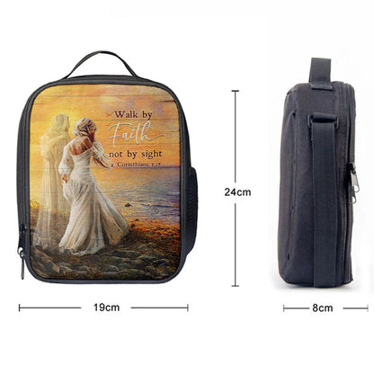 Walk By Faith Not By Sight Lunch Bag For Men And Women - Beautiful Girl Walking With Jesus Lunch Bag, Spiritual Christian Lunch Box For School, Work