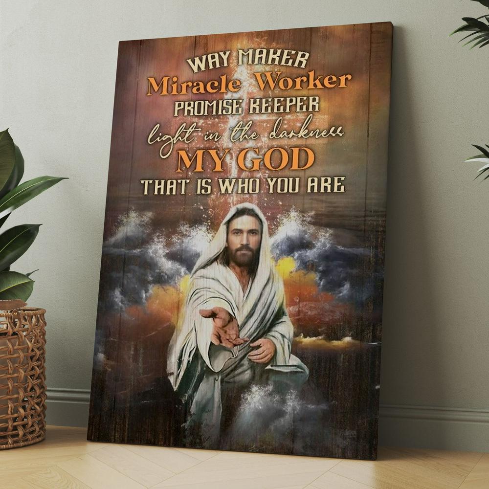 Walking With Jesus Stunning Storm Way Maker Miracle Worker Canvas, Christmas Gift for Christian
