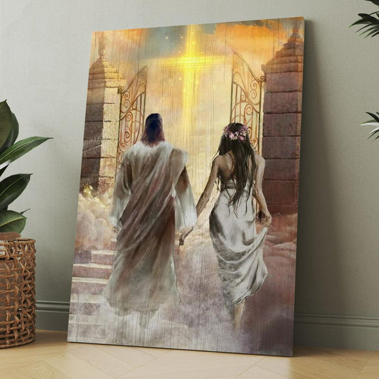 Walking With Jesus, The Way To Heaven, Cross, Beautiful Heaven Canvas, Christmas Gift for Christian