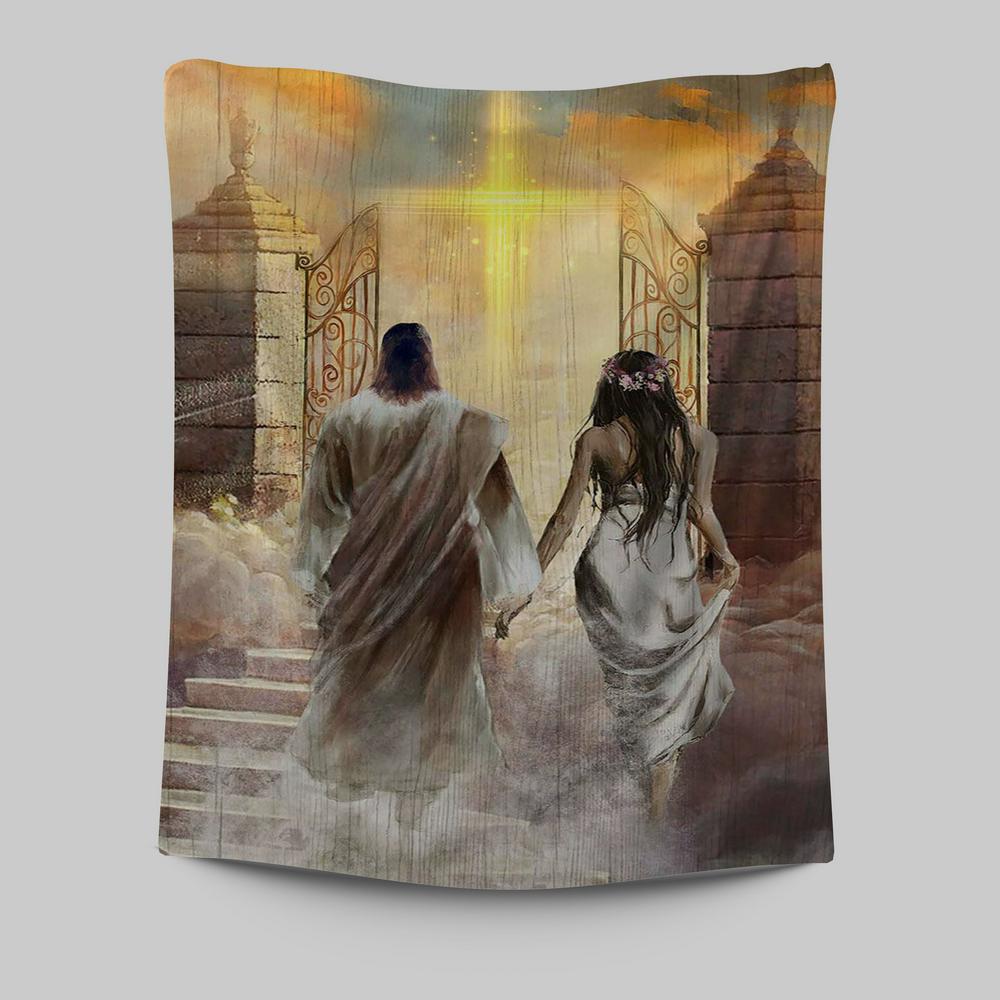 Walking With Jesus The Way To Heaven Tapestry Art - Christian Art - Bible Verse Wall Art - Religious Home Decor