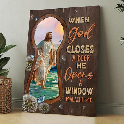 Walking With Jesus When God Closes A Door Canvas, Christmas Gift for Christian