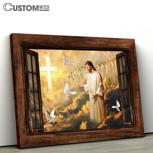 Walking With Jesus White Dove Heaven Canvas Art - Bible Verse Wall Art - Wall Decor Christian
