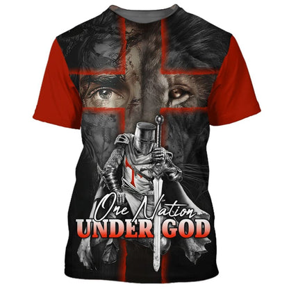 Warrior And Lion Cross All Over Print 3D T Shirt For Men And Women, Christian T-Shirt, Faith Shirt