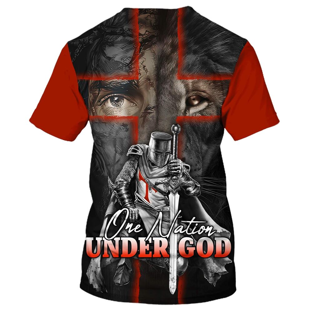 Warrior And Lion Cross All Over Print 3D T Shirt For Men And Women, Christian T-Shirt, Faith Shirt