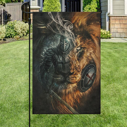 Warrior And Lion Flag,Garden Decor, Garden Flag Stand, Christian Flag, Scripture Flag, Garden Banner