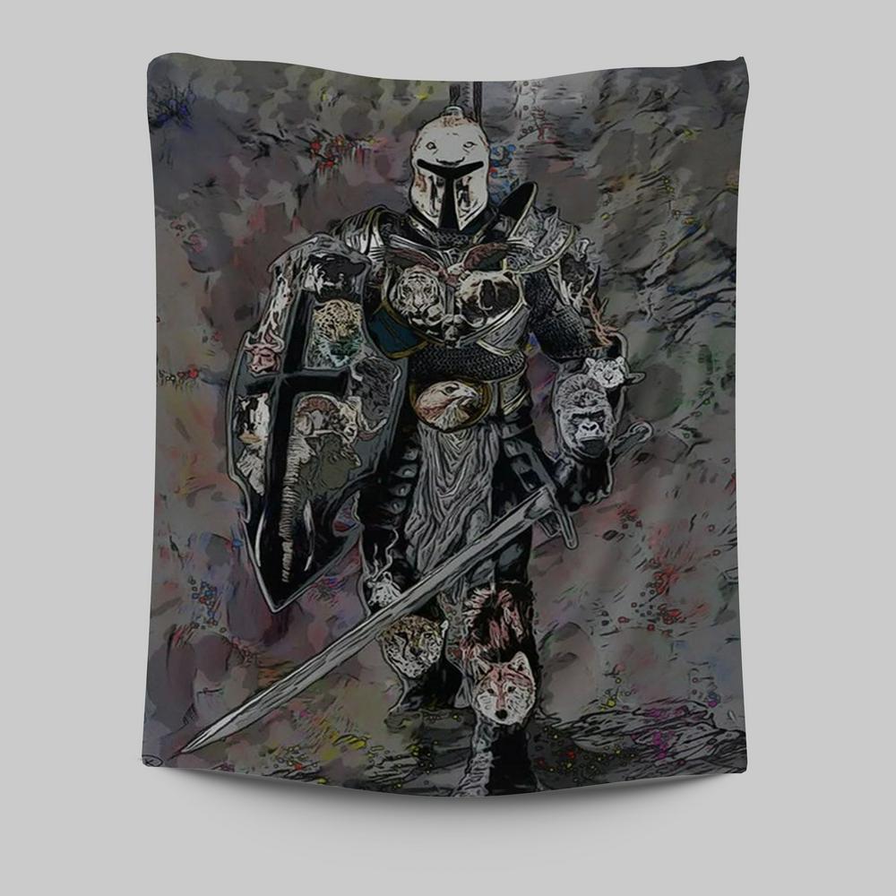 Warrior Armor Of God Tapestry Wall Art -  Christian Indoor Wall Tapestries - Religious Art