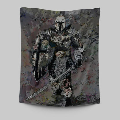Warrior Armor Of God Tapestry Wall Art -  Christian Indoor Wall Tapestries - Religious Art