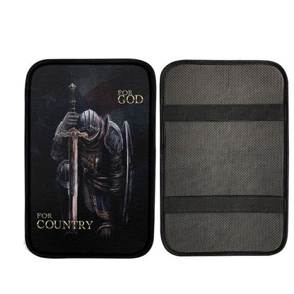 Warrior For God For Country Car Center Console Cover - Christian Warrior Car Armrest Pad, Bible Verse Car Interior Accessories