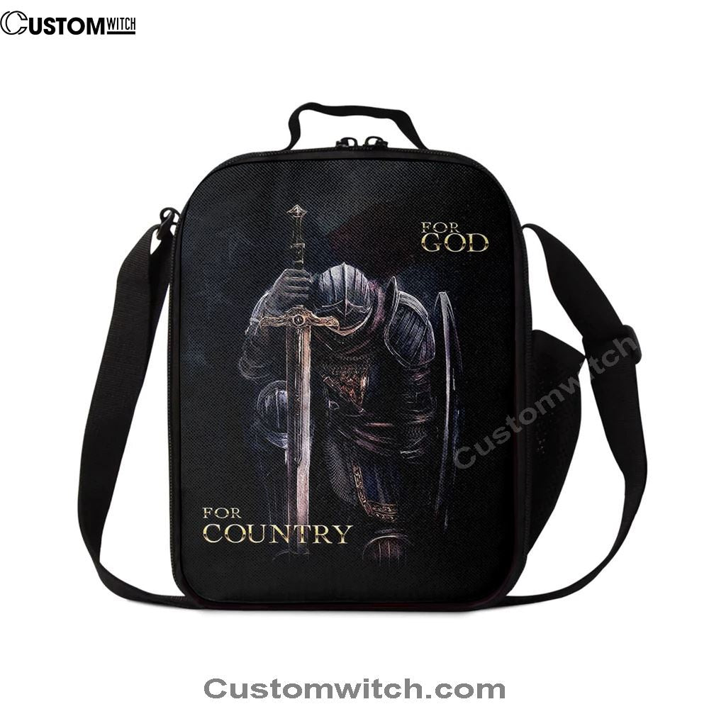 Warrior For God For Country Lunch Bag For Men And Women - Christian Warrior Lunch Bag, Spiritual Christian Lunch Box For School, Work