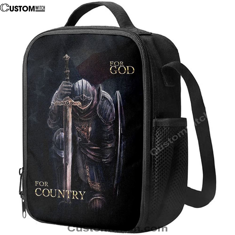 Warrior For God For Country Lunch Bag For Men And Women - Christian Warrior Lunch Bag, Spiritual Christian Lunch Box For School, Work