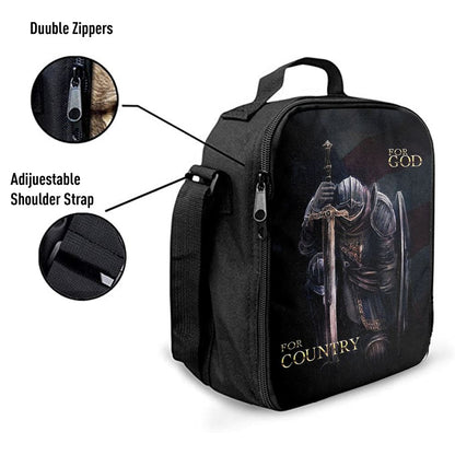 Warrior For God For Country Lunch Bag For Men And Women - Christian Warrior Lunch Bag, Spiritual Christian Lunch Box For School, Work