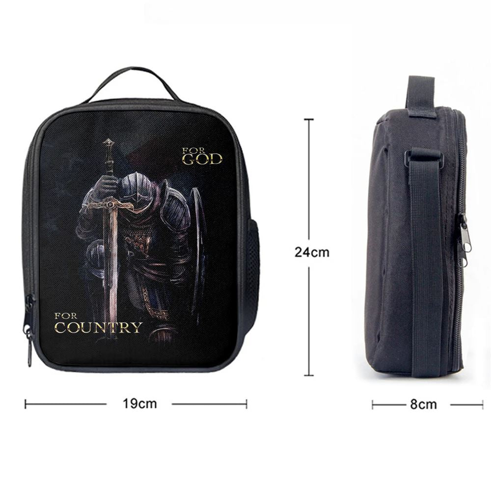 Warrior For God For Country Lunch Bag For Men And Women - Christian Warrior Lunch Bag, Spiritual Christian Lunch Box For School, Work