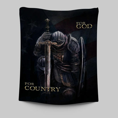 Warrior For God For Country Tapestry Wall Art - Christian Warrior Tapestry Prints