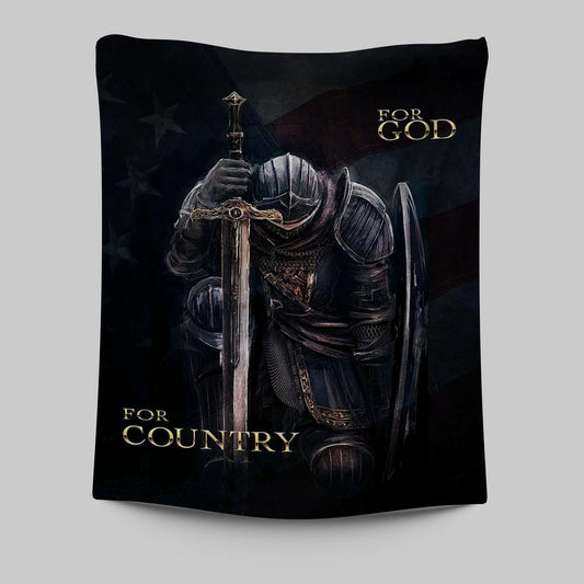 Warrior For God For Country Tapestry Wall Art - Christian Warrior Tapestry Prints