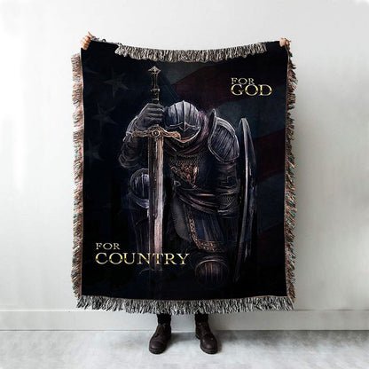 Warrior For God For Country Woven Throw Blanket - Christian Warrior Woven Blanket Prints