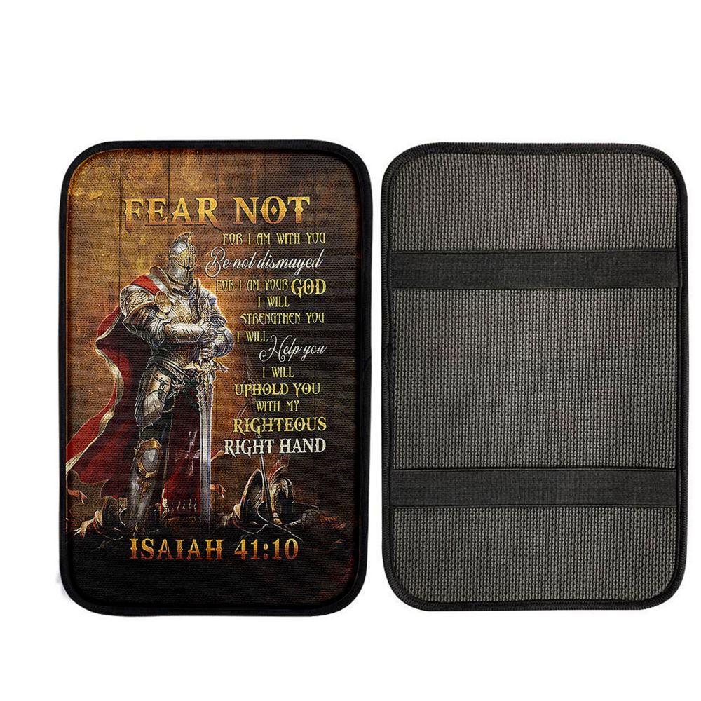 Warrior Jesus Fear Not For I Am With You Car Center Console Cover, Religious Car Interior Accessories