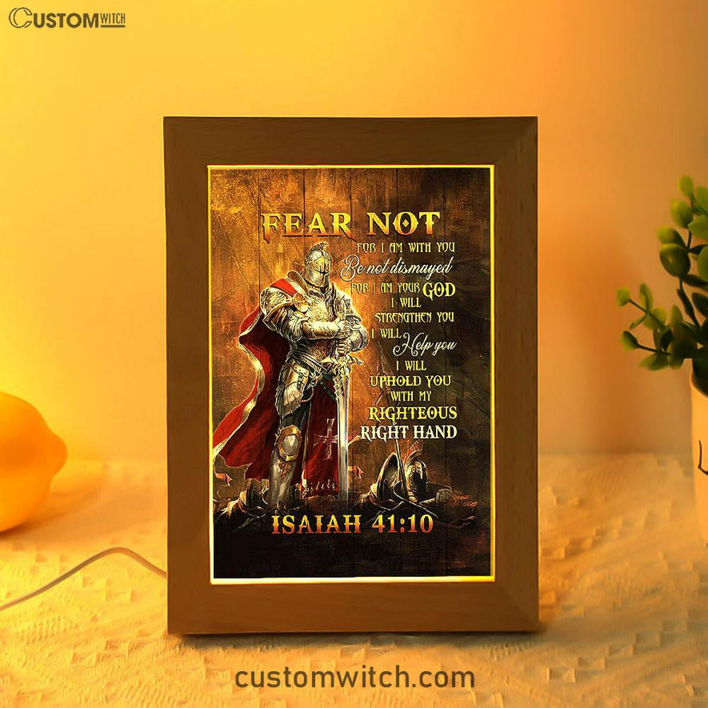 Warrior Jesus Fear Not For I Am With You Frame Lamp Art - Christian Night Light - Bible Verse Wooden Lamp