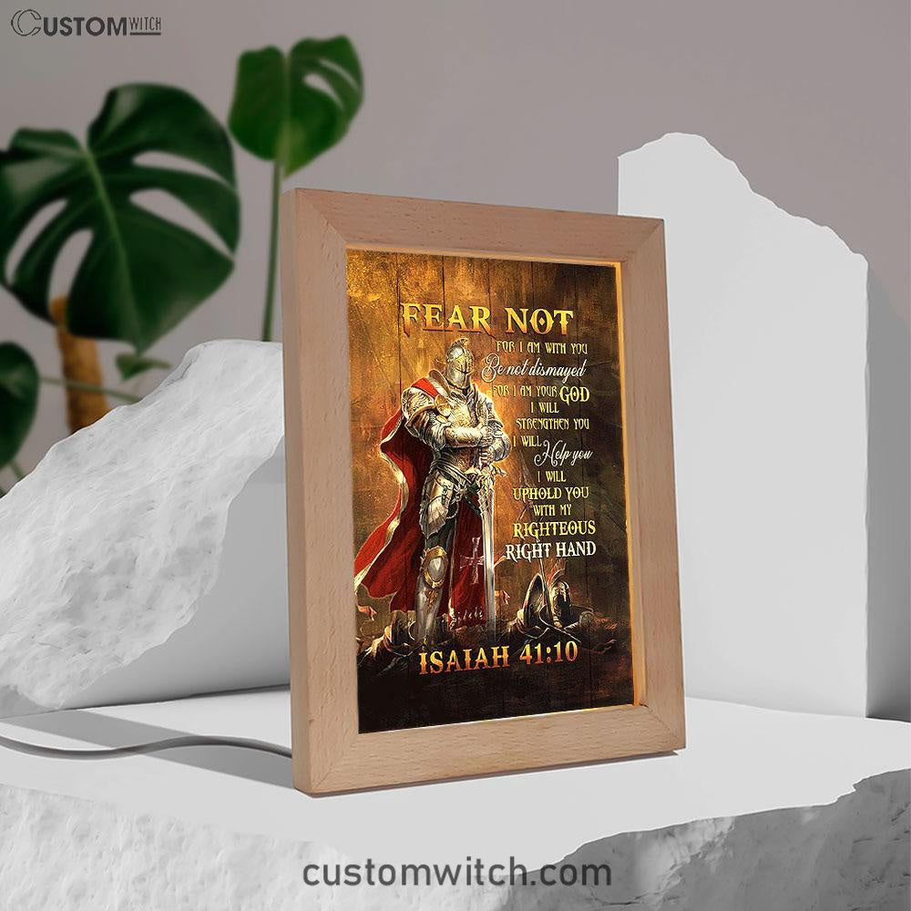 Warrior Jesus Fear Not For I Am With You Frame Lamp Art - Christian Night Light - Bible Verse Wooden Lamp
