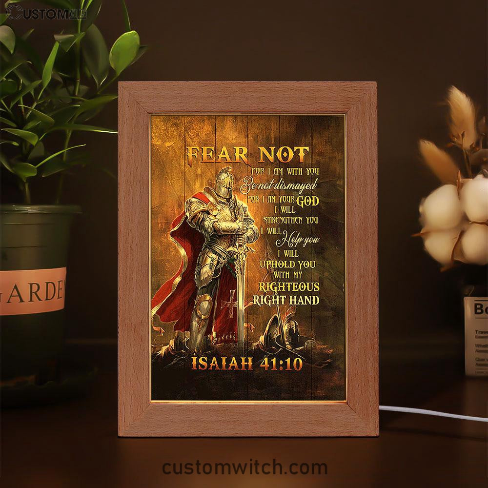 Warrior Jesus Fear Not For I Am With You Frame Lamp Art - Christian Night Light - Bible Verse Wooden Lamp