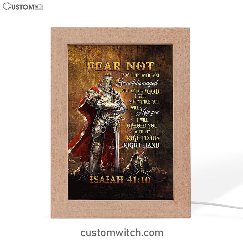Warrior Jesus Fear Not For I Am With You Frame Lamp Art - Christian Night Light - Bible Verse Wooden Lamp