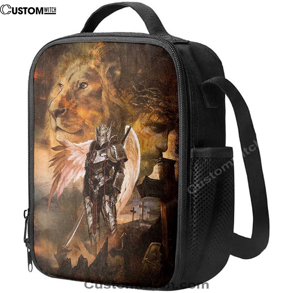 Warrior Jesus Lion Of Judah Cross Lunch Bag For Men And Women, Spiritual Christian Lunch Box For School, Work
