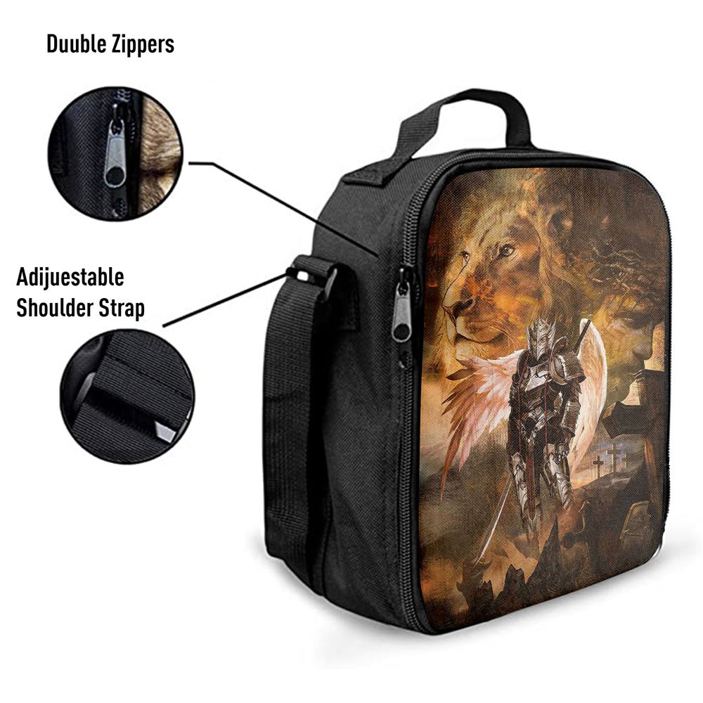 Warrior Jesus Lion Of Judah Cross Lunch Bag For Men And Women, Spiritual Christian Lunch Box For School, Work